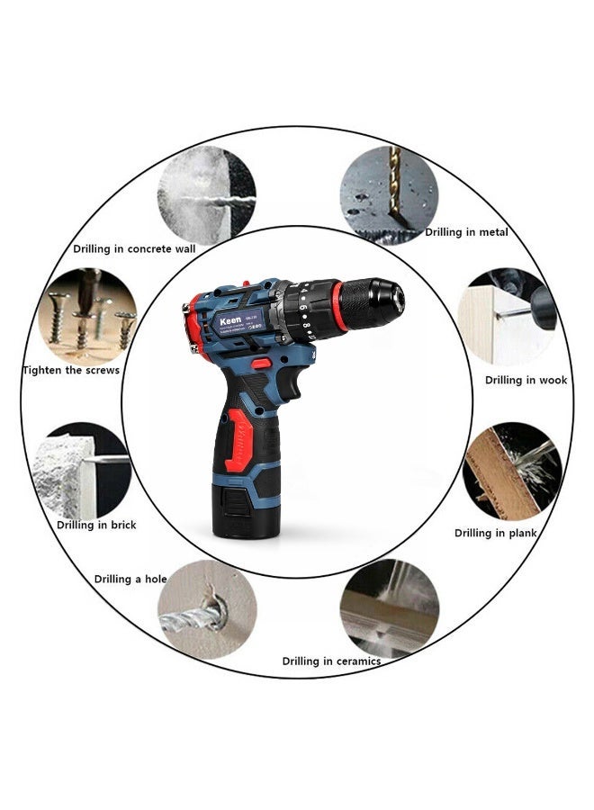 كين طقم مثقاب ومفك براغي لاسلكي Keen OS-213 مع حقيبة حمل، مثقاب كهربائي قابل لتعديل عزم الدوران، مثقاب طرق، مفك براغي، مصباح عمل LED مدمج - Image 5